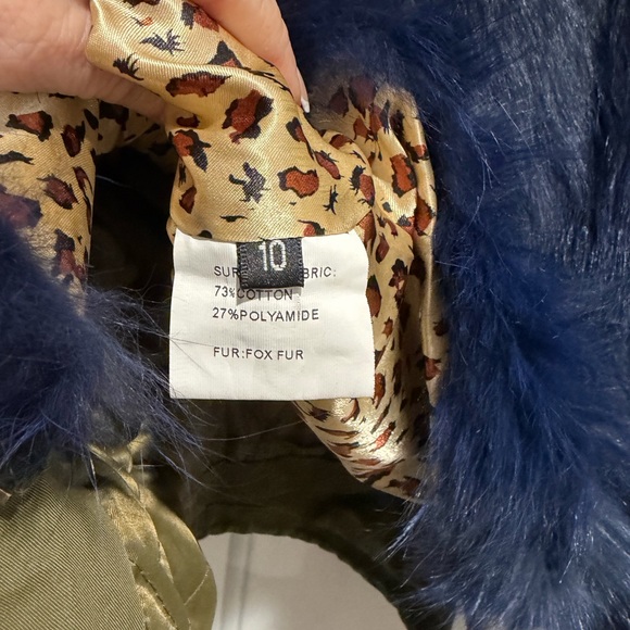 Lola and the Boys- Girls Utility Jacket with Blue Faux Fur removable lining - Picture 10 of 12